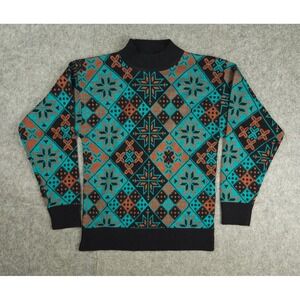 Vintage Demetre Sweater Women's Small Geometric Abstract AOP Wool Blend 80's